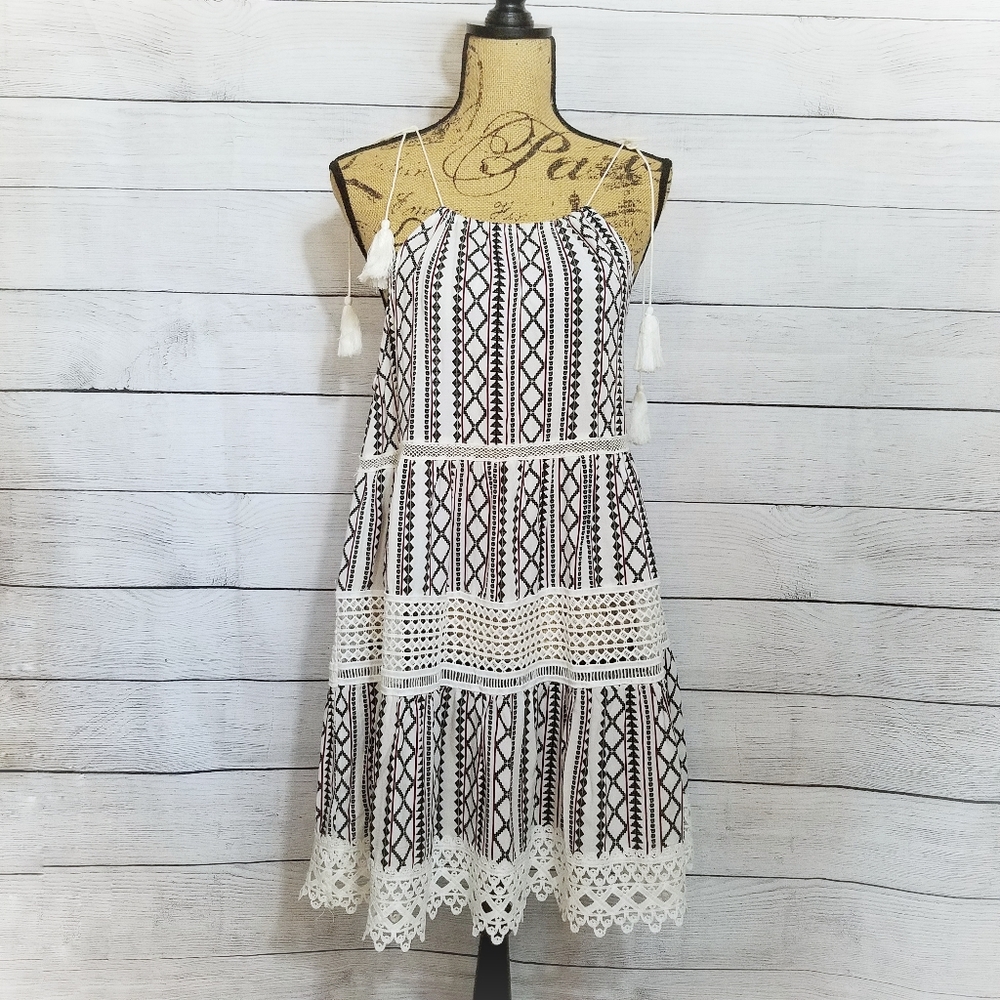 Umgee Halter Sundress with Lace and Tassels